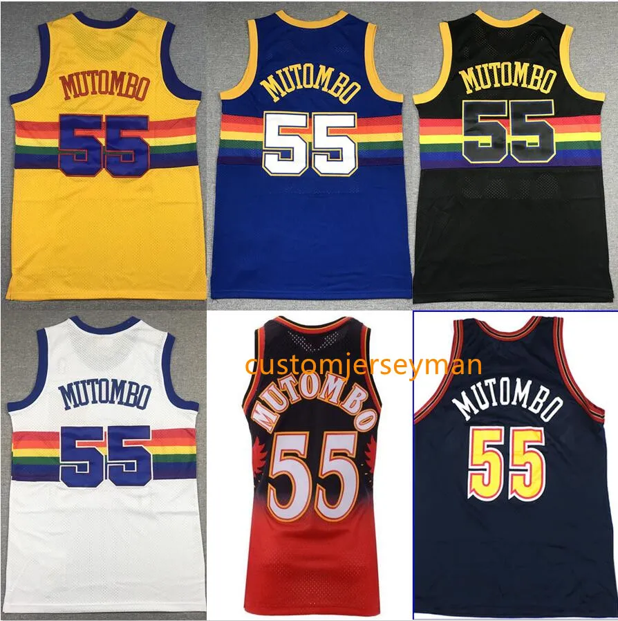 Koszulki do koszykówki uniwersyteckiej Danvers Dikembe #55 Mutombo Jersey Throwback Mens szyte retro wykonane na zamówienie rozmiar S-5xl