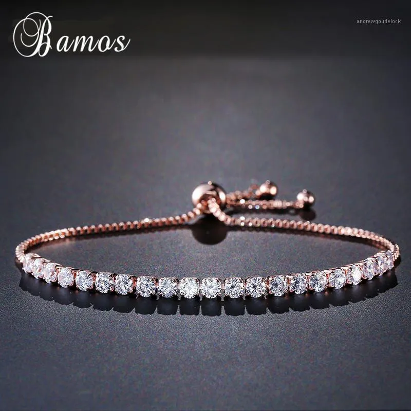 Bracelets de charme Bamos Bracelet de tennis réglable Zirconie Bridal Rose Gold Color Chain pour femmes Bijoux de mariage1