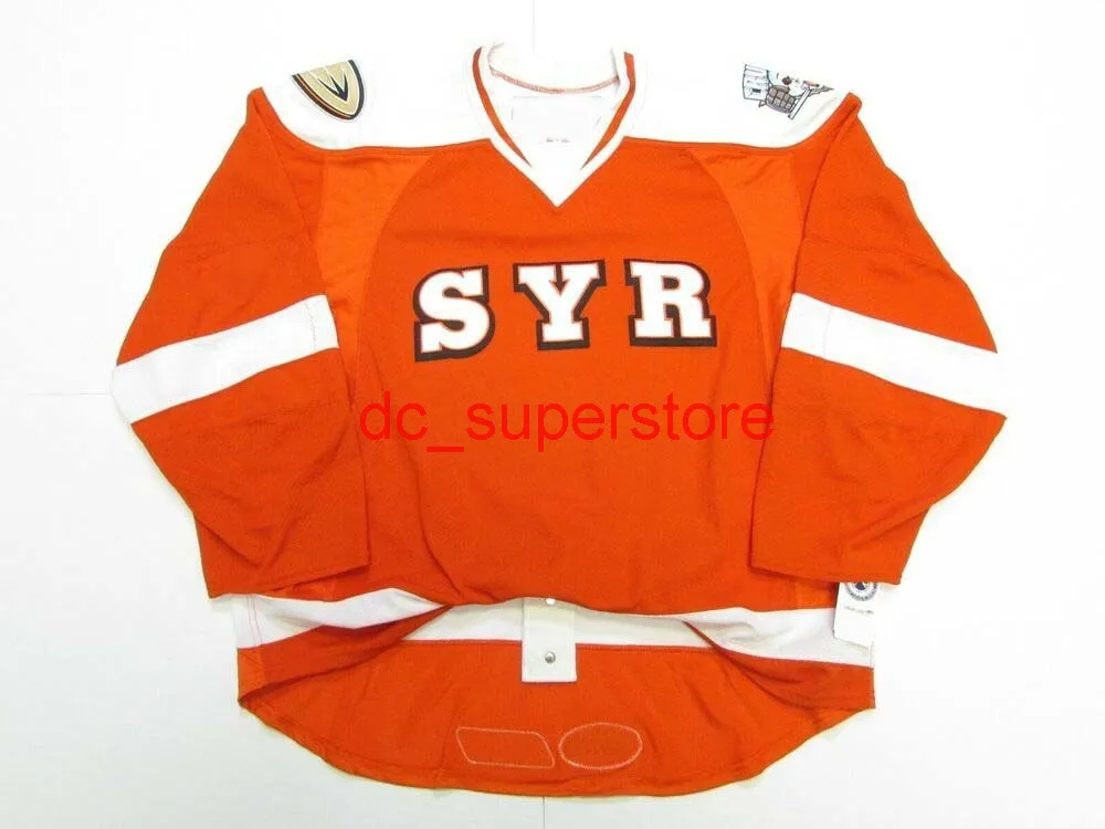 Сшитые пользовательские сиракузы Crunch AHL Оранжевый хоккей Джерси добавить любое имя номера мужские дети Джерси XS-5XL