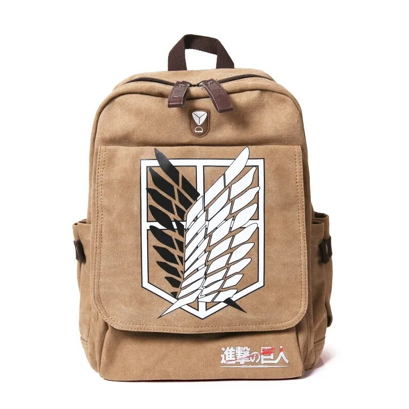 Attack On Titan Ryggsäck Män Kvinnor Kanfas Japan Anime Printing School Bag för Tonåringar Resväskor Mochila Galaxia LJ210203