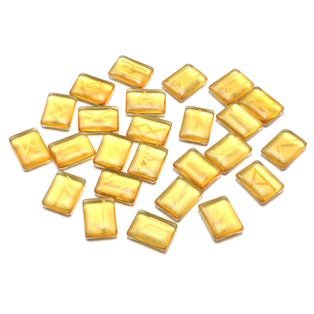 Transparent Stones Viking Runes Amulet Set Natural Glass Crystal Stone