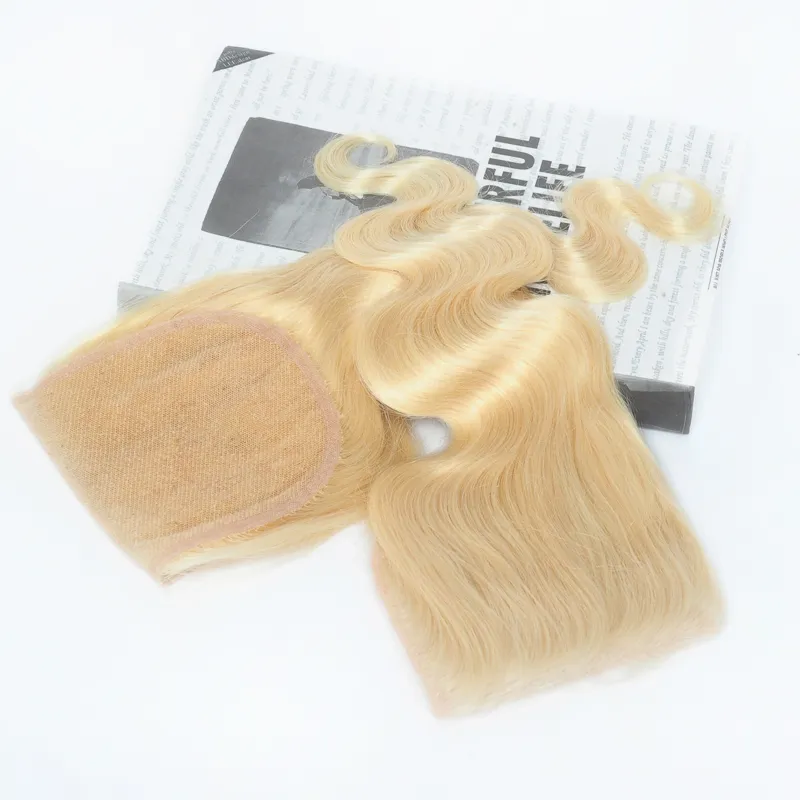 613 bleach blonde lace closure 44 inches swiss lacehuman straight hair free part