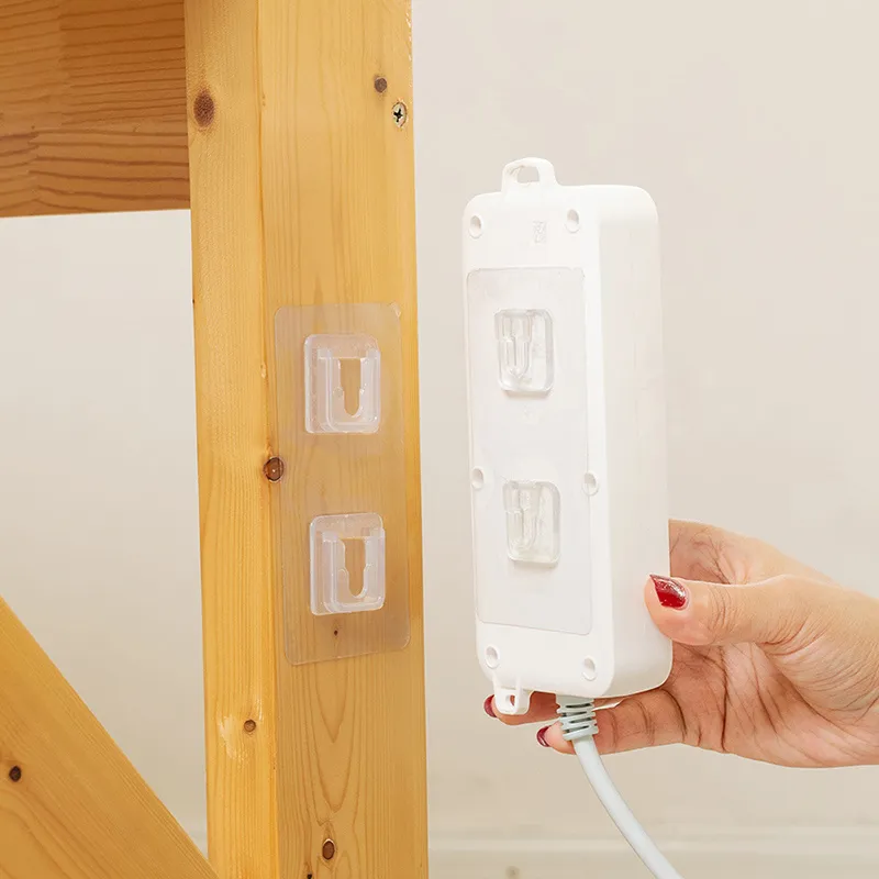 Dubbelzijdig Lijm Wandhaken Hanger Sterke Transparante Zuigbeker Socket Sucker Opslag Houder voor Keuken Bathrooige Punch-Free Multifunctionele Plug Wall-mounted