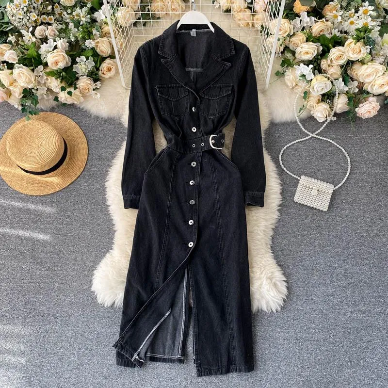 Korean Long Sleeve Denim Denim Dress For Women For Women Autumn