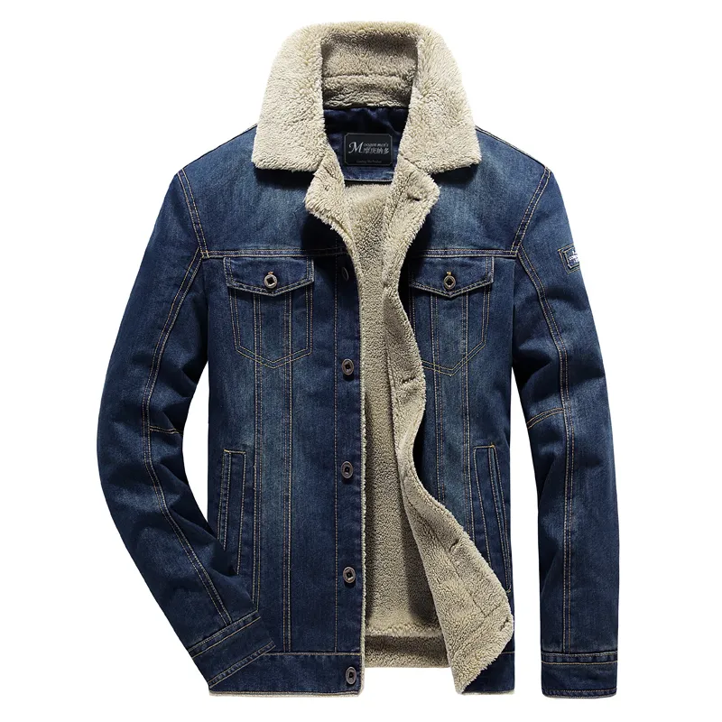 Ebaihui novo inverno homens denim jaqueta mens moda casual jeans jaquetas homem quente espessura jeans casaco masculino colarinho de pele Bomber casacos