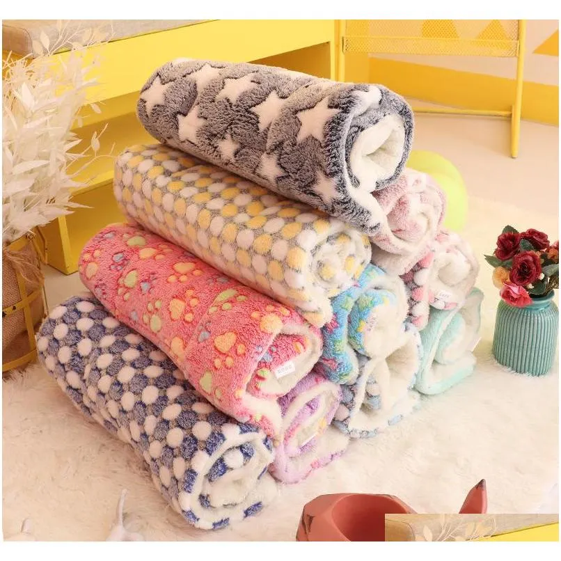 Hond deken hond bed matten zachte koraal fleece poot voet print warme slaapbedden cover mat huisdier hond accessoires verzending ZXS2R