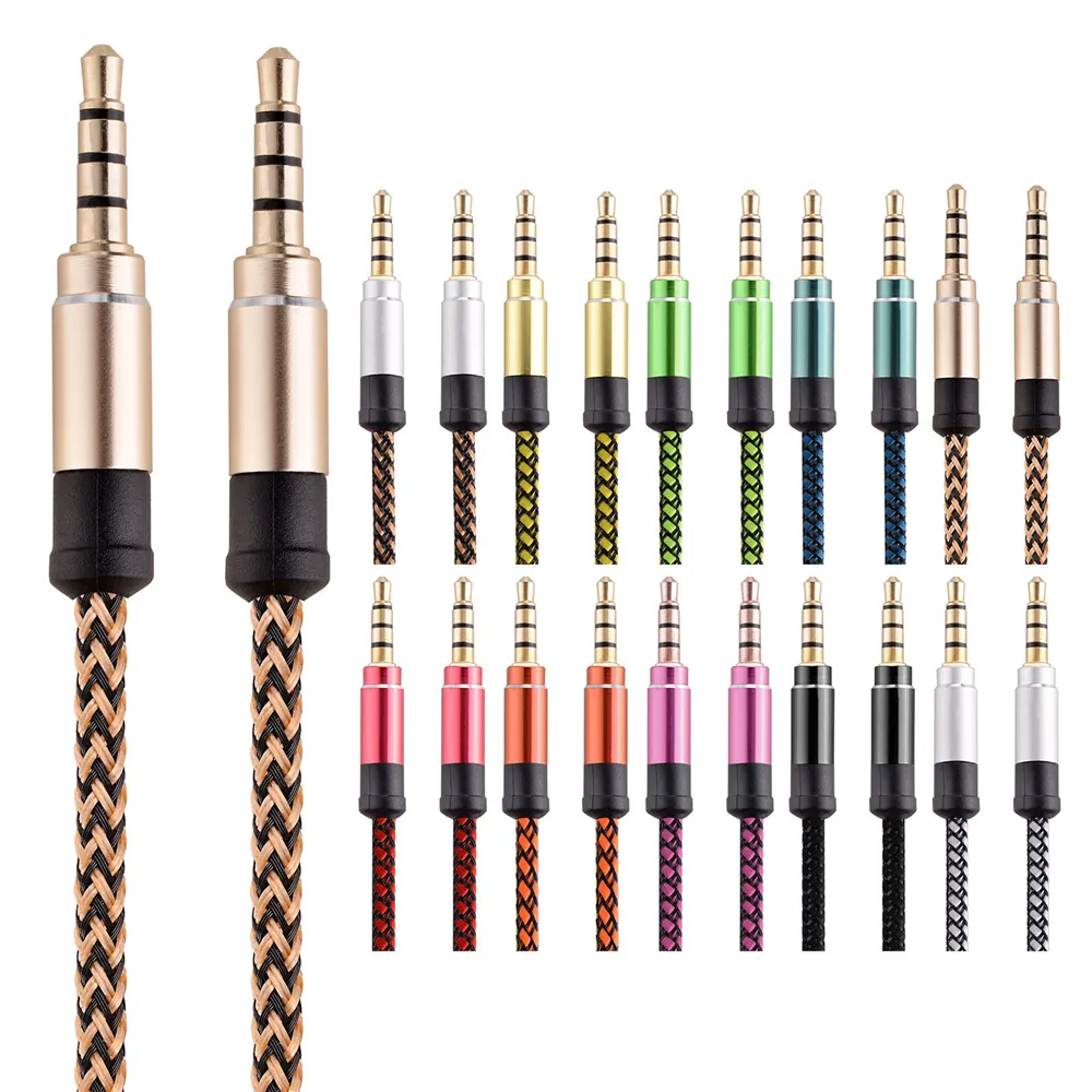 LignesHopping 3M tressé auxiliaire audio de haute qualité câble audio stéréo 4Poles de 3,5 mm mâle à mâle mâle jack ligne auxiliaire pour iphone samsung