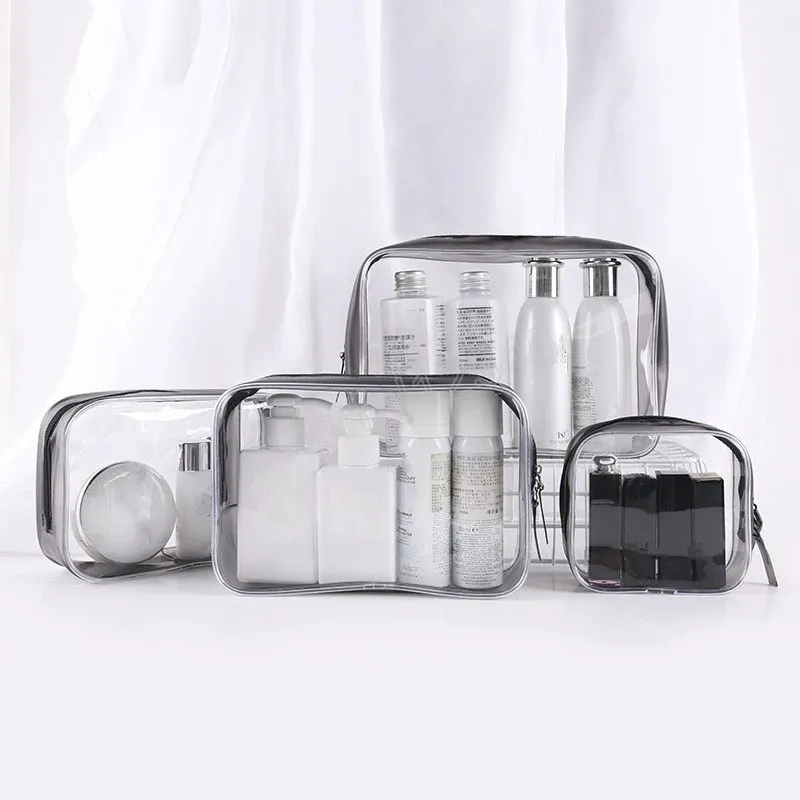 PVC transparent trousse de maquillage Transparent voyage cosmétique sac petit grand maquillage organisateur toilette bain lavage pochette de rangement sac