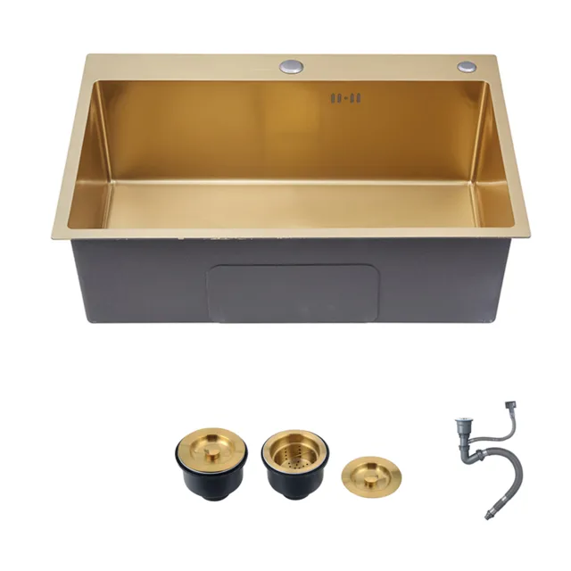 Gold kitchen sinks above counter for undermount sink Vegetable Washing basin Sinks 304 Stainless Steel single bowl 53x43cm