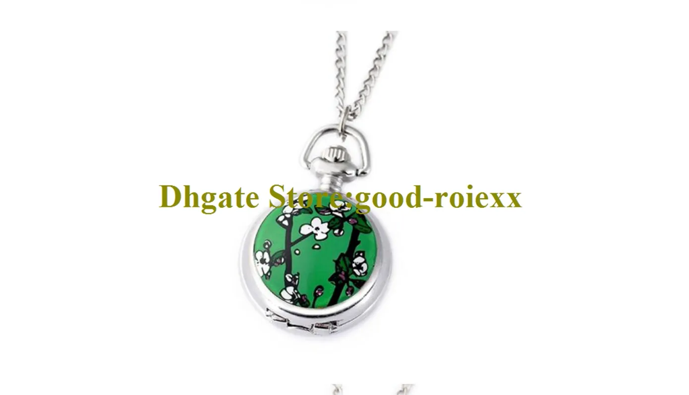 Gift Enamel Women's Pocket Watch Necklace Accessories Sweater Chain Ladies Hanging Mens Quartz Mirror Watches A00068