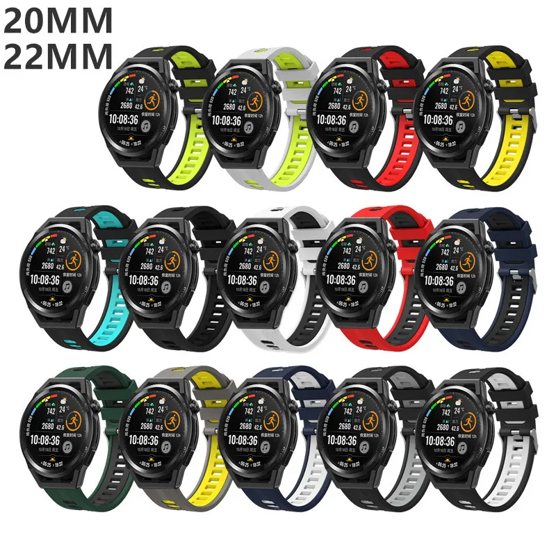 갤럭시 시계 용 20 / 22mm 밴드 4 클래식 46mm 40mm 42 시계 3 기어 S3 실리콘 팔찌 Huawei GT2 / 2E 삼성 액티브 2 44mm 스트랩 Garmin Venu 2 Plus Vivomove Sport