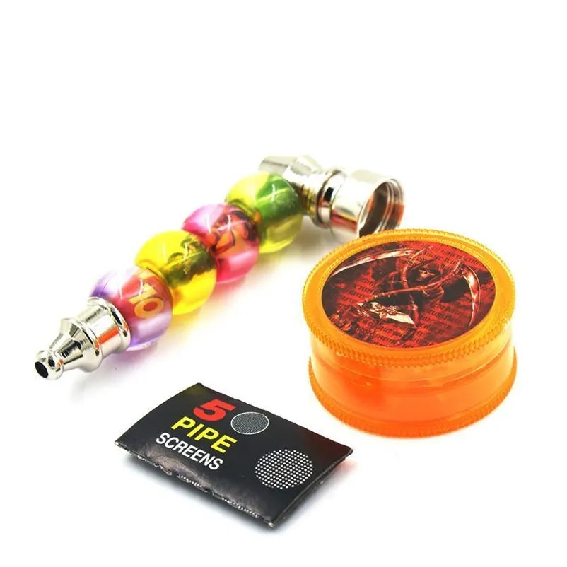 Smoking Pipes 1set Smoking Pipe With 1pcs Tobacco Herb Grinder mesh Pocket Screen Accessories Dhl Fast S jlleOK bdebag