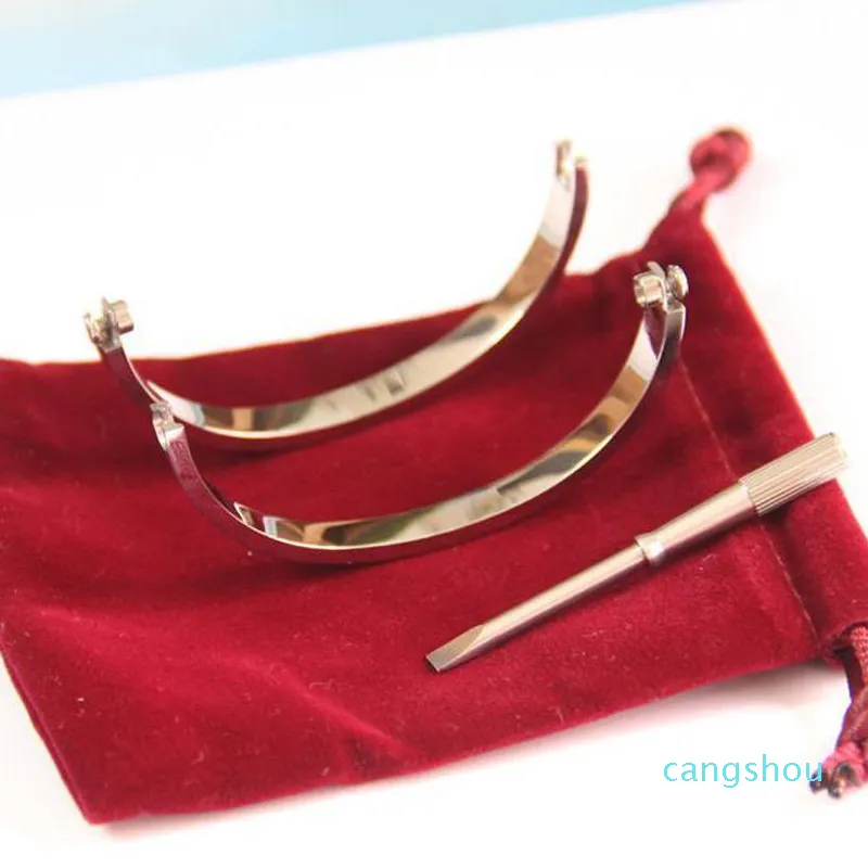 Luxe- 2022 Klassieke Nieuwe Mode JewelR-manchet 316L Titanium Staal Bangle Vrouwen Mannen Sieraden Armbanden Valentijnsdag Geschenken met rode tas