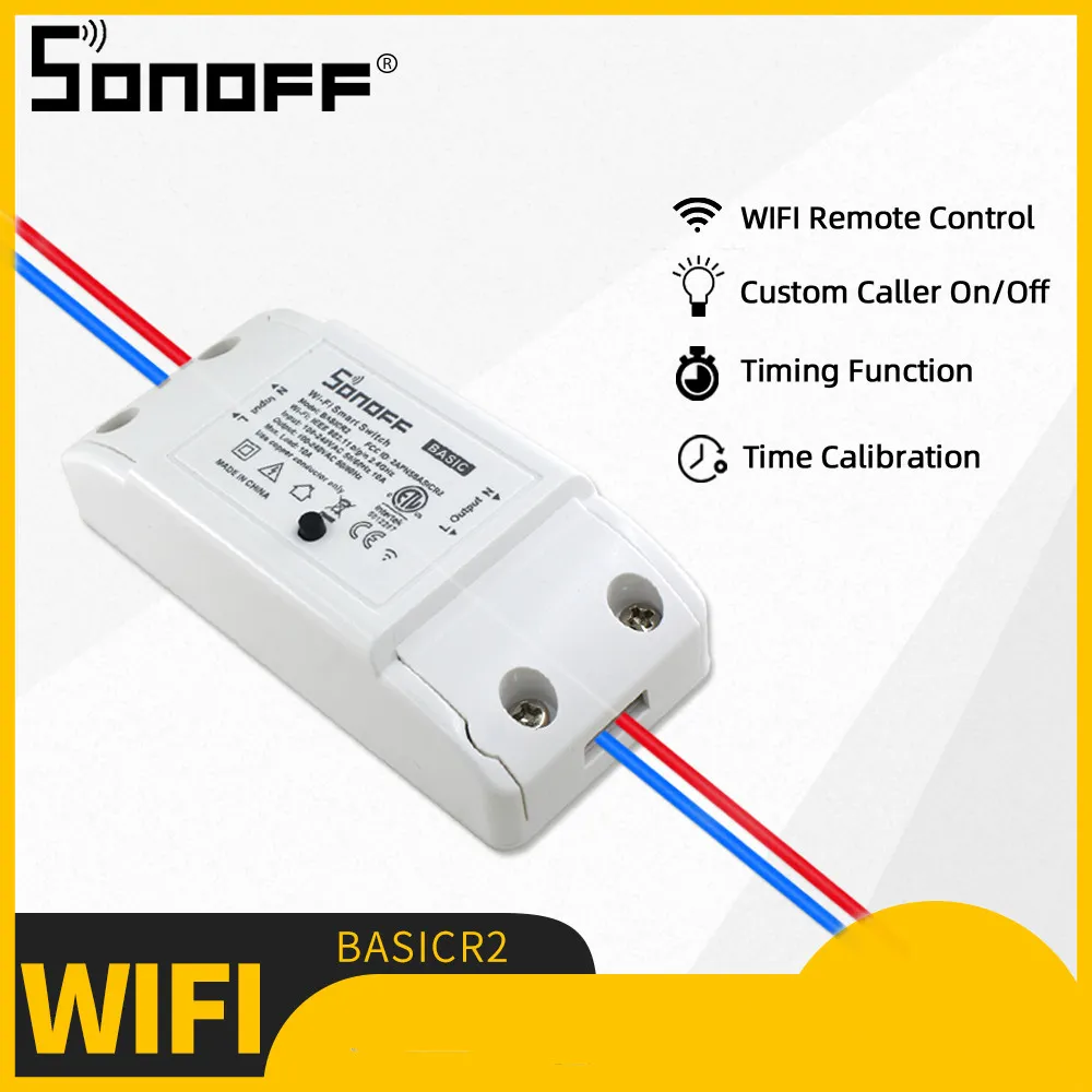 Updated Sonoff Basic R2 WiFi Smart Switch Wireless DIY Module Remote ON/OFF Timing For Smart Home Automation Works with Alexa