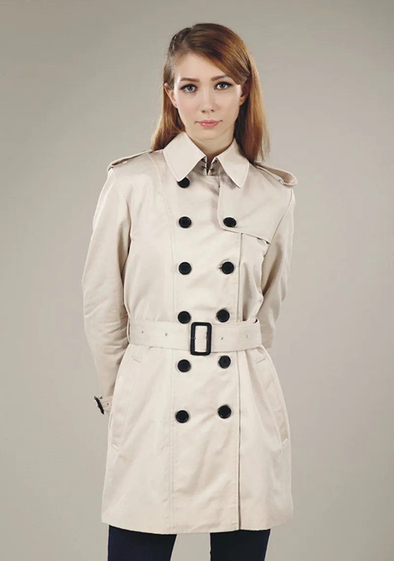 Classic England Style Double Breasted Belted Low Classic Trench Coat ...