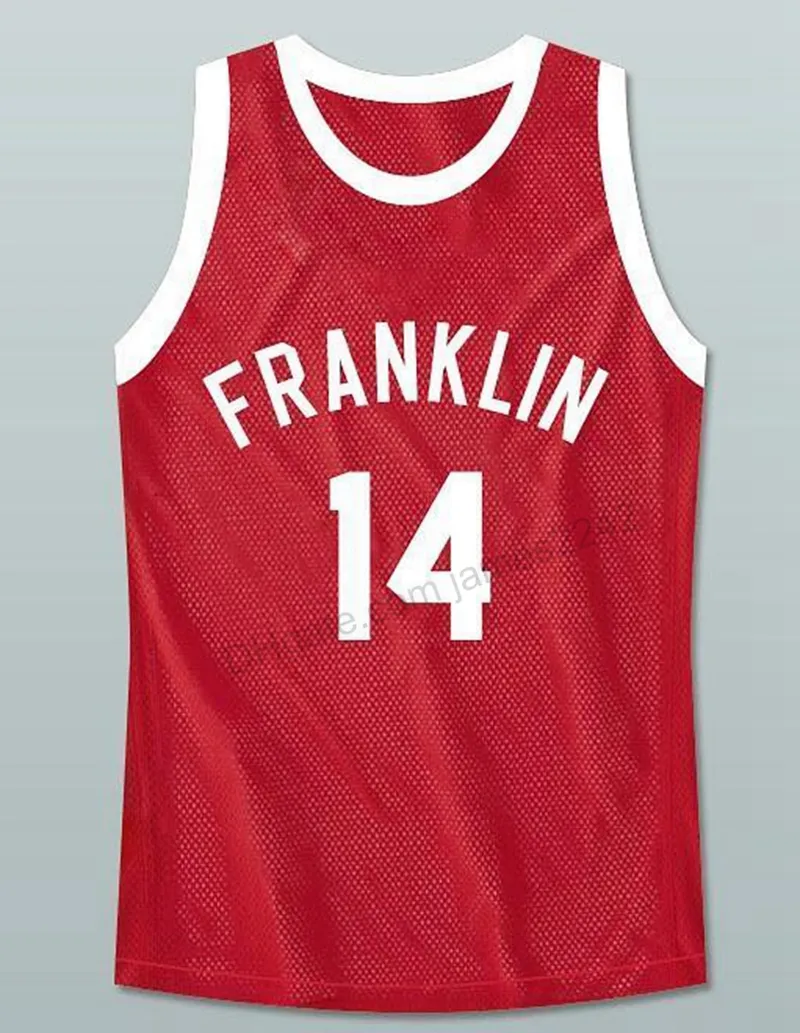 Niestandardowy Retro Benjamin Franklin # 14 Earl Manigault Basketball Jersey Męskie Wszystkie szyte Czerwony Dowolny Rozmiar 2xS-3XL 4XL 5XL Nazwa lub numer