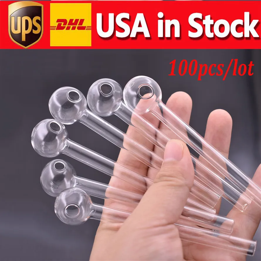 100 stks/partij 4.0 Inch 10 CM Lengte Pyrex Glas Olie Brander Pijp Clear Heady Water Hand Pijpen Roken Accessoires VOORRAAD IN USA