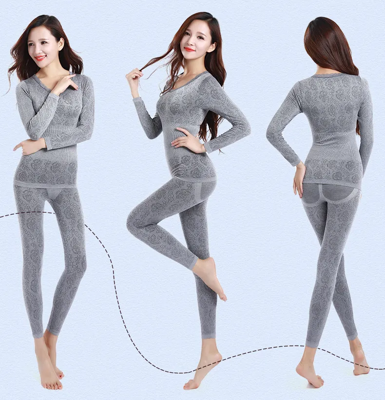 Jerrinut Womens Winter Wool Thermal Underwear Womens Set Warm