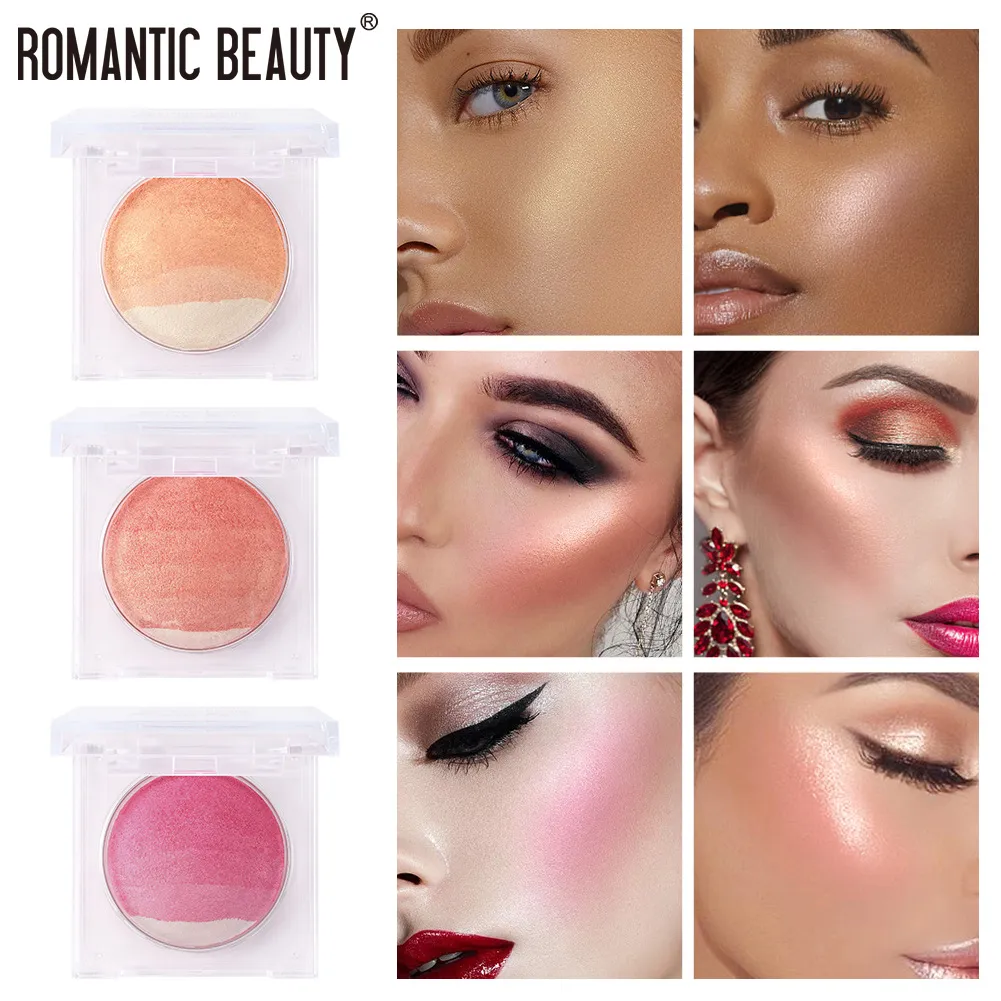 Beleza romântica blush 24g pressionado blush maquiagem assada blush palette 6 cores disponíveis