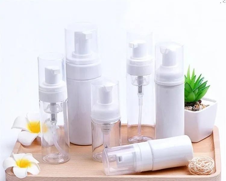 Bouteille distributrice de savon en plastique, blanc transparent, pompe à mousse, Lotion liquide, shampoing, 30ml, 60ml