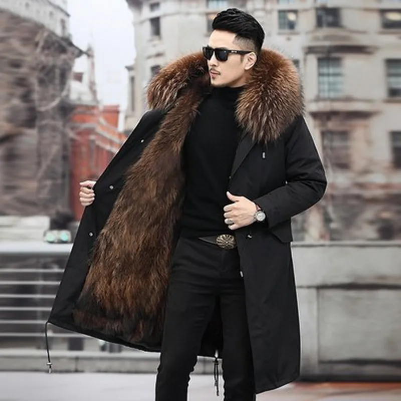 Mejor Precio En A Granel Homme Parka Hiver Élégant Veste Long Streetwear  Russe 7XL Manteau De Fourrure Naturelle Col De Fourrure De Raton Laveur À  Capuche Épais Manteau Chaud 201128