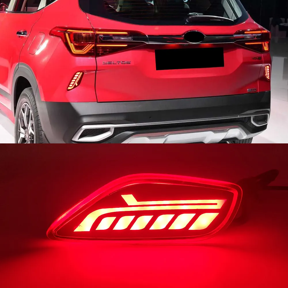 1Set Auto LED Reflektor Rücklicht Hinten Stoßstange Licht Hinten Nebel Lampe Bremslicht blinker Für Kia Seltos 2019 2020 2021