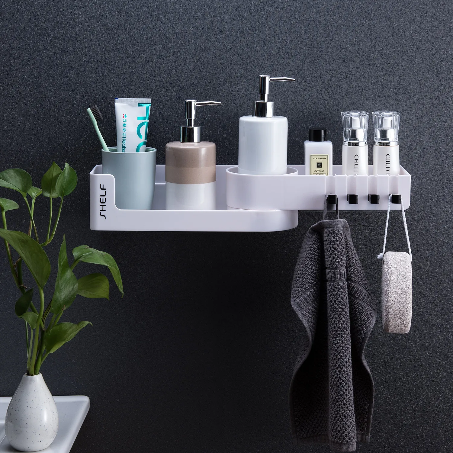 Mensola del bagno porta Shampoo doccia portaoggetti in alluminio grigio  cestino cosmetico da parete Organizer autoadesivo accessorio per la casa -  AliExpress