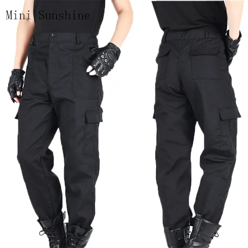 Men Cargo Pants Black Autumn Fleece Lining Mens Waterproof Trousers Male Stretch Casual Work Pants Trousers LJ201104