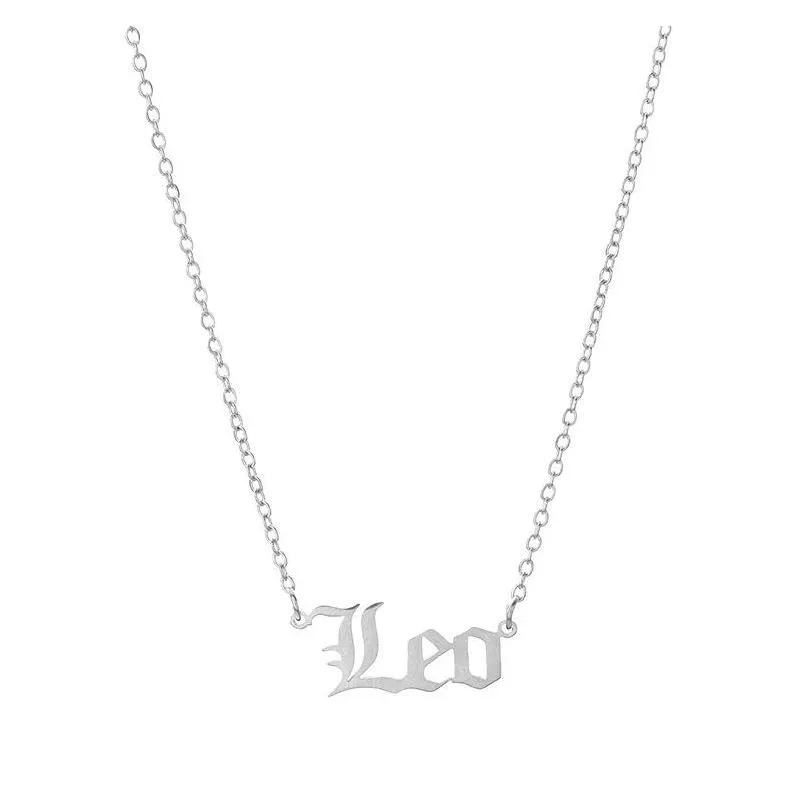 personalized letter zodiac necklace constellation necklaces custom stainless steel old english necklace birthday jewelry gifts