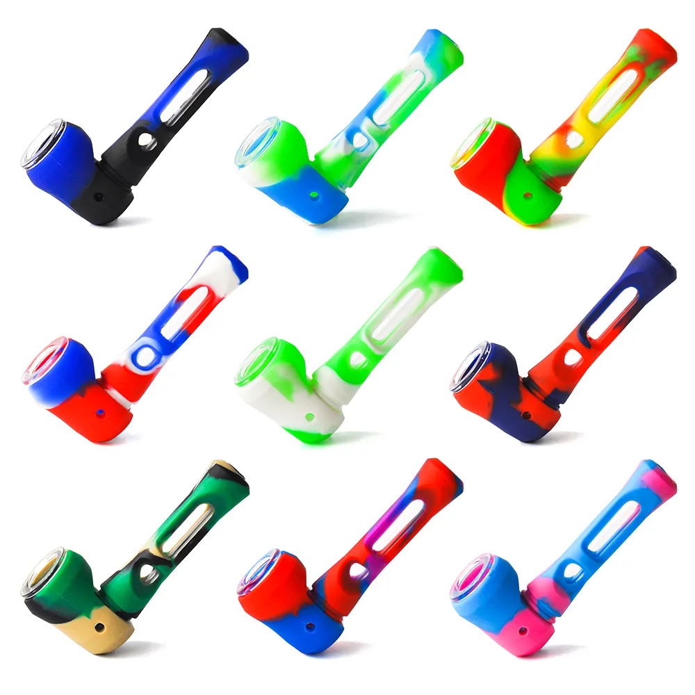 4.0inches Silicone Smoking Pipe Removable Hand Spoon Pipe Silicone Bong Oil Burner Dab Rig