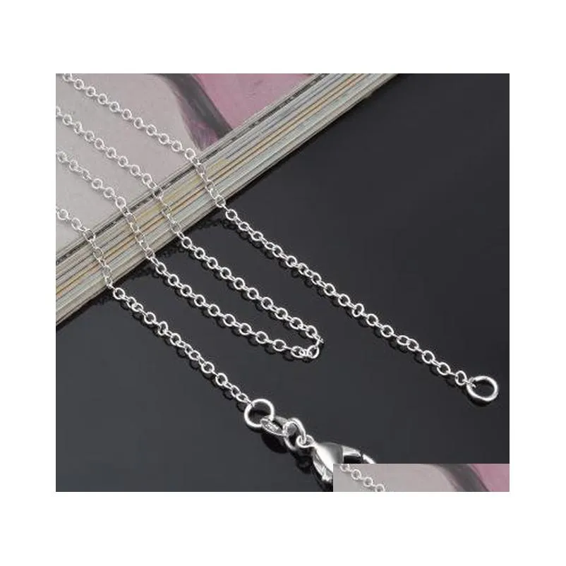 925 Sterling Silver Plated Link Rolo Chain Necklace with Lobster Clasps 16 18 20 22 24Inch Women O Chain Jewlery Factory Price Stock