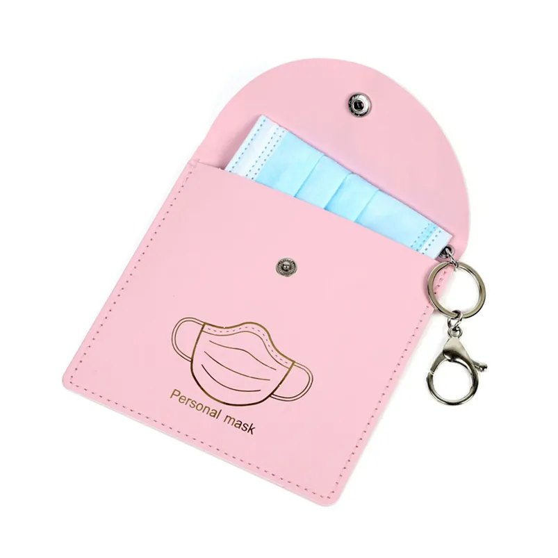 Face Mask Bag PU Waterproof Mask Holder Case Wallets Key Chain