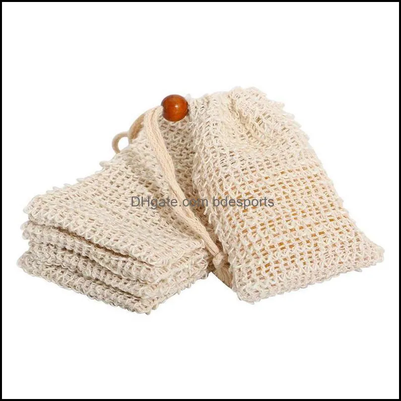 New Natural Exfoliating Mesh Soap Saver Sisal Soap Saver Bag Pouch Holder For Shower Bath Foaming And Drying Scrubbers In Stocka52