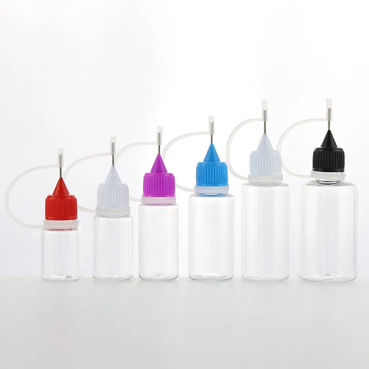 DHgate 5ml 10ml 15ml 20ml 30ml 50ml 100ml Transparent PET Plastic Bottle Squeezable with Metal Needle Tip Plastic Ink Eye Drop Bottle Freeship