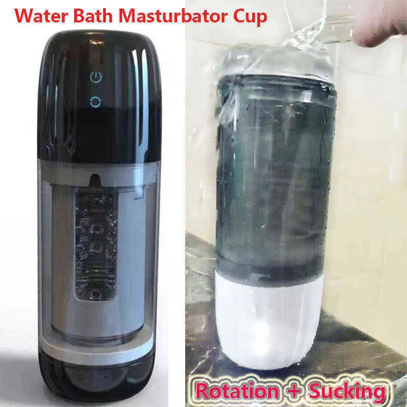 Masturbazione maschile elettrica Masturbazione Sex Machine Best Water Bath Penis Pump Aspirazione dispositivo di rotazione Adulto Giocattolo adulto 0114