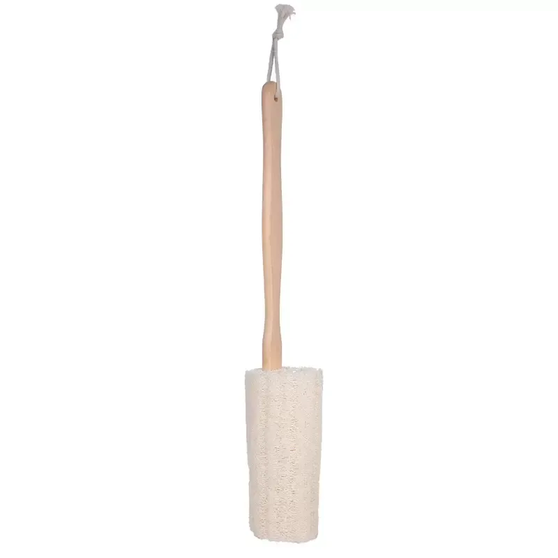 Natuurlijke loofah badborstel met lange houten handvat exfoliërende droge huid douchebody scrubber spa massager DH8580 CG001