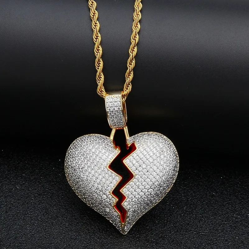 Solide Coeur Brisé Pendentif Collier Pour Hommes Femmes Nouvelle Personnalité De La Mode Hip Hop Collier Couple Bijoux