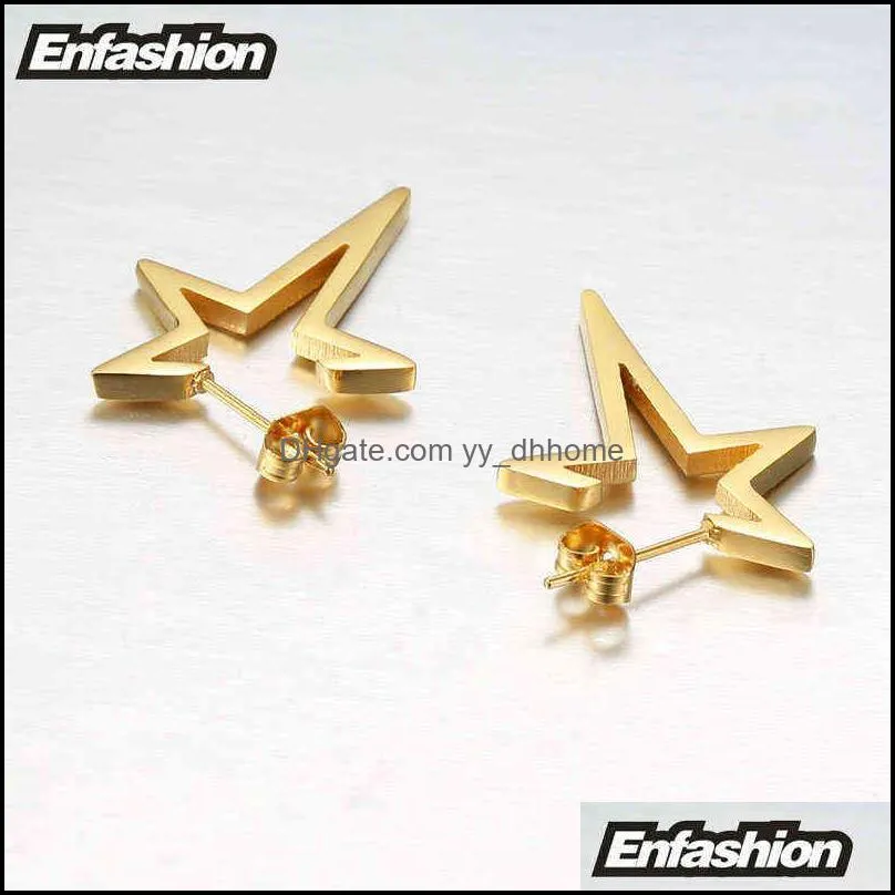 Enfashion Star Earrings Punk Stud Earring Rose Gold Color Earings Stainless Steel Earrings For Women Jewelry Wholesale 220121