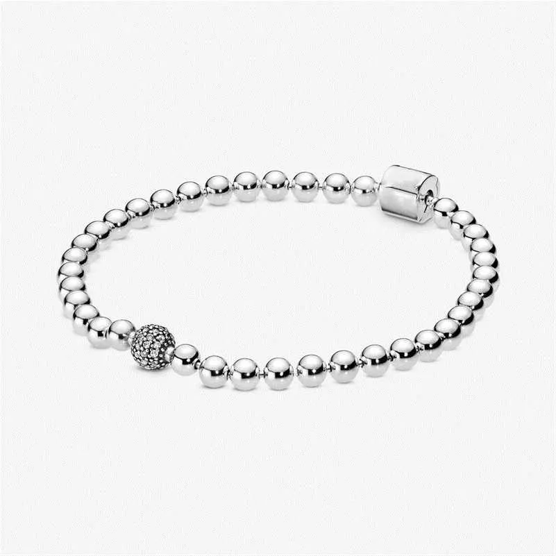 Vente série classique 100% 925 perles rondes en argent Sterling Bracelet Fit perles originales breloques bijoux à bricoler soi-même cadeau pour les femmes 220121