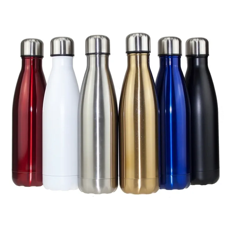 Edelstahl Wasserflasche Sport für Wasser Isolierte Vakuumflasche Cola Tragbare Reise Outdoor Trinken Thermos 500/750/1000 ml 201221