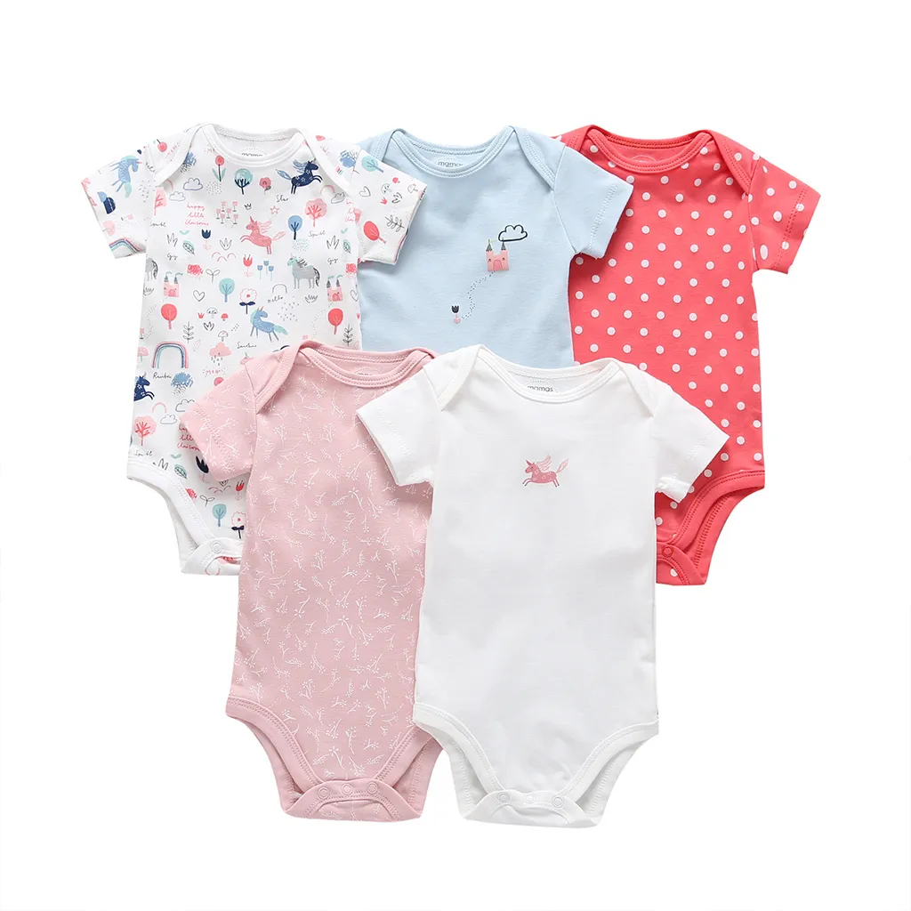 short sleeve baby girl bodysuit newborn boy body clothes love summer suit 5pcs/set new born costume print 2019 newborn cotton