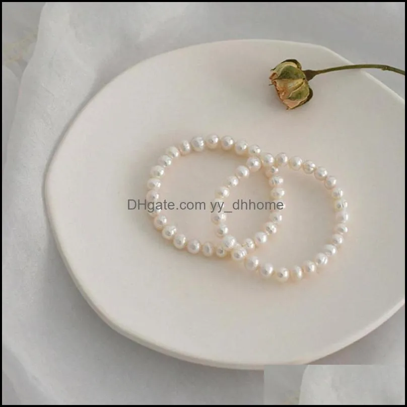 Charm Bracelets Natural Freshwater Pearl Bracelet For Girls Jewelry Women 2021 Trendy Simple 6-7mm Bead
