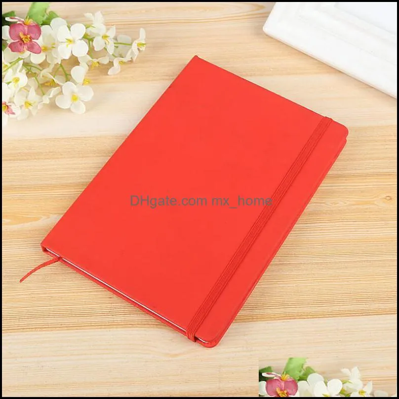 Hardcover Notebook A5 College Ruled Thick Classic Writing Notebook PU Leather with Pocket Elastic Closure Banded 13.8*20.7/100sheets