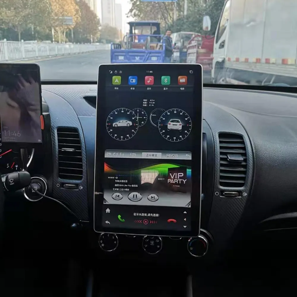 PX6 2 DIN 12.8 Android 9.0 Universal Car DVD Reproductor 100 ° Pantalla  IPS rotatable DSP STEREO Radio GPS Navegación Bluetooth Wifi CarPlay  Android
