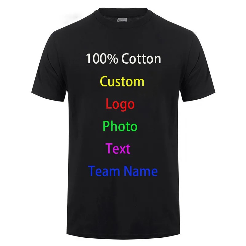 100% algodão camiseta homens personalizados texto diy seu próprio projeto foto imprimir uniforme equipe equipe equipe publicidade t-shirt lj200827