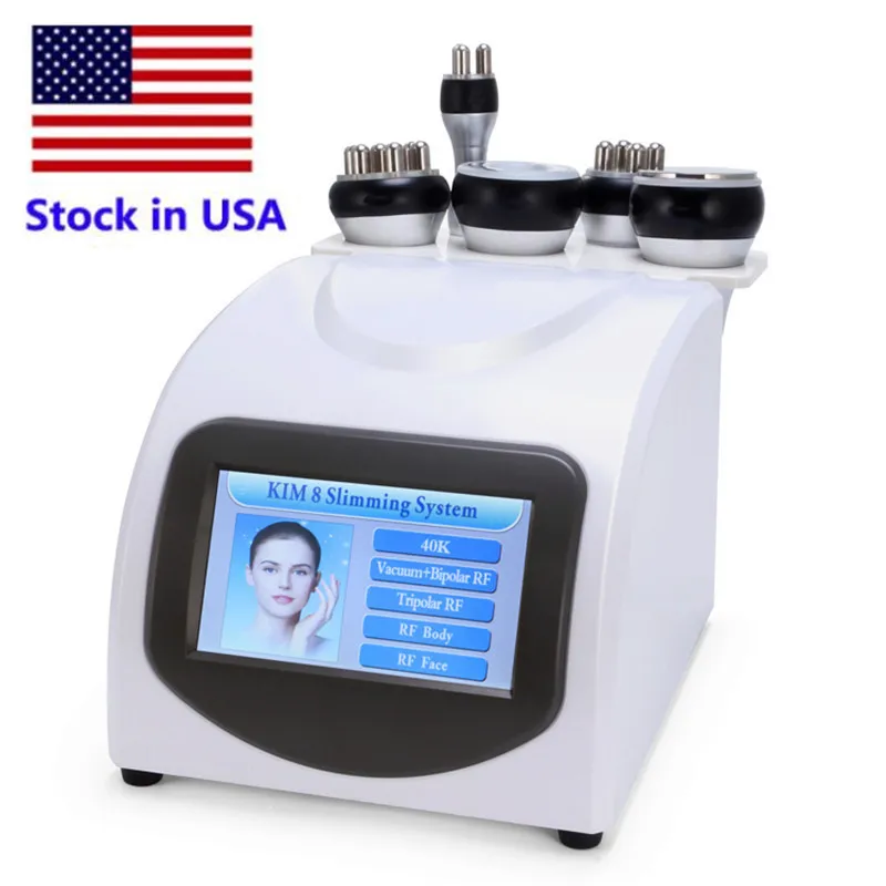 Stock en EE. UU. Radiofrecuencia Cavitación ultrasónica bipolar 5in1 eliminación de celulitis para adelgazar máquina de vacío pérdida de peso de la belleza Equipmet FedEx