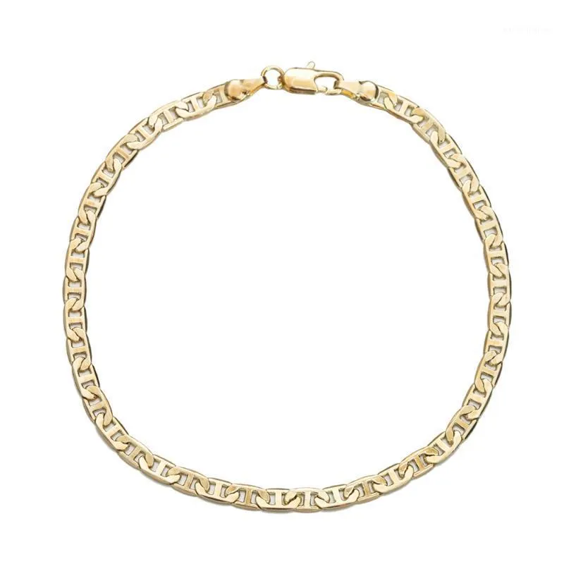 Ankletter 4mm Mariner Link Chain Gold Color Anklet 9 10 11 tum kubansk fotledsarmband för kvinnor Män vattentät