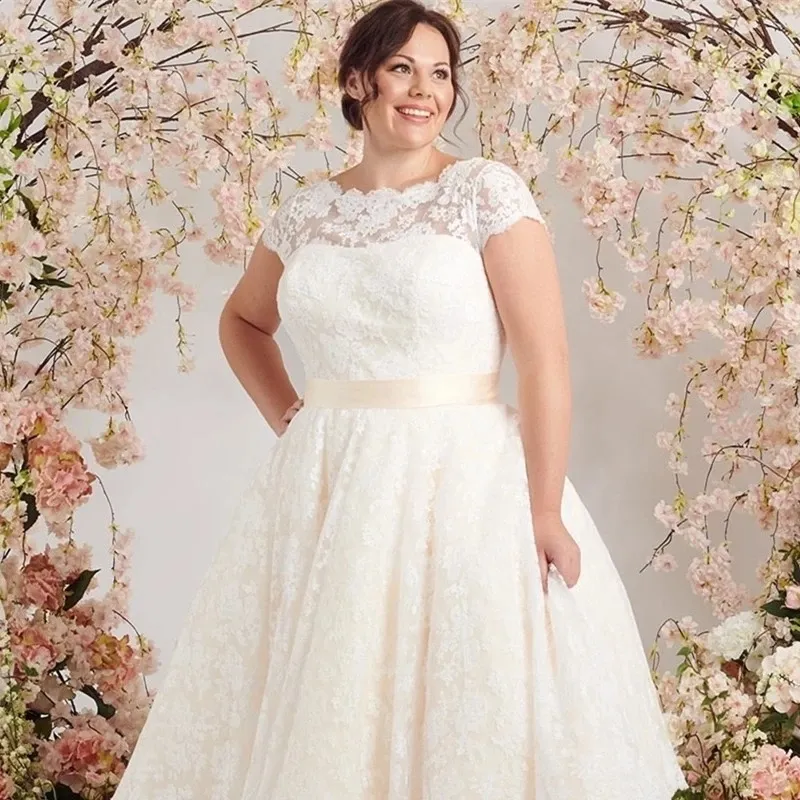 plus size tea length wedding dresses