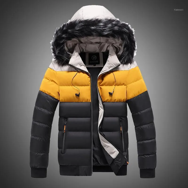 Пуховая куртка мужская зимняя куртка меховой воротник с капюшоном пальто толщиной пальто мужчины Parkas вниз хлопок внутри теплого плюс размер 4xL 5xL1