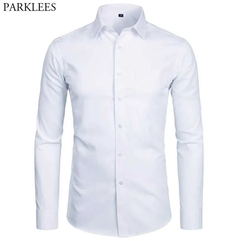 Men's Top Quality Dress Shirts Fashion Slim Fit Long Sleeve Shirt Men Black White Formal Button Up Shirt Chemise Homme 220222